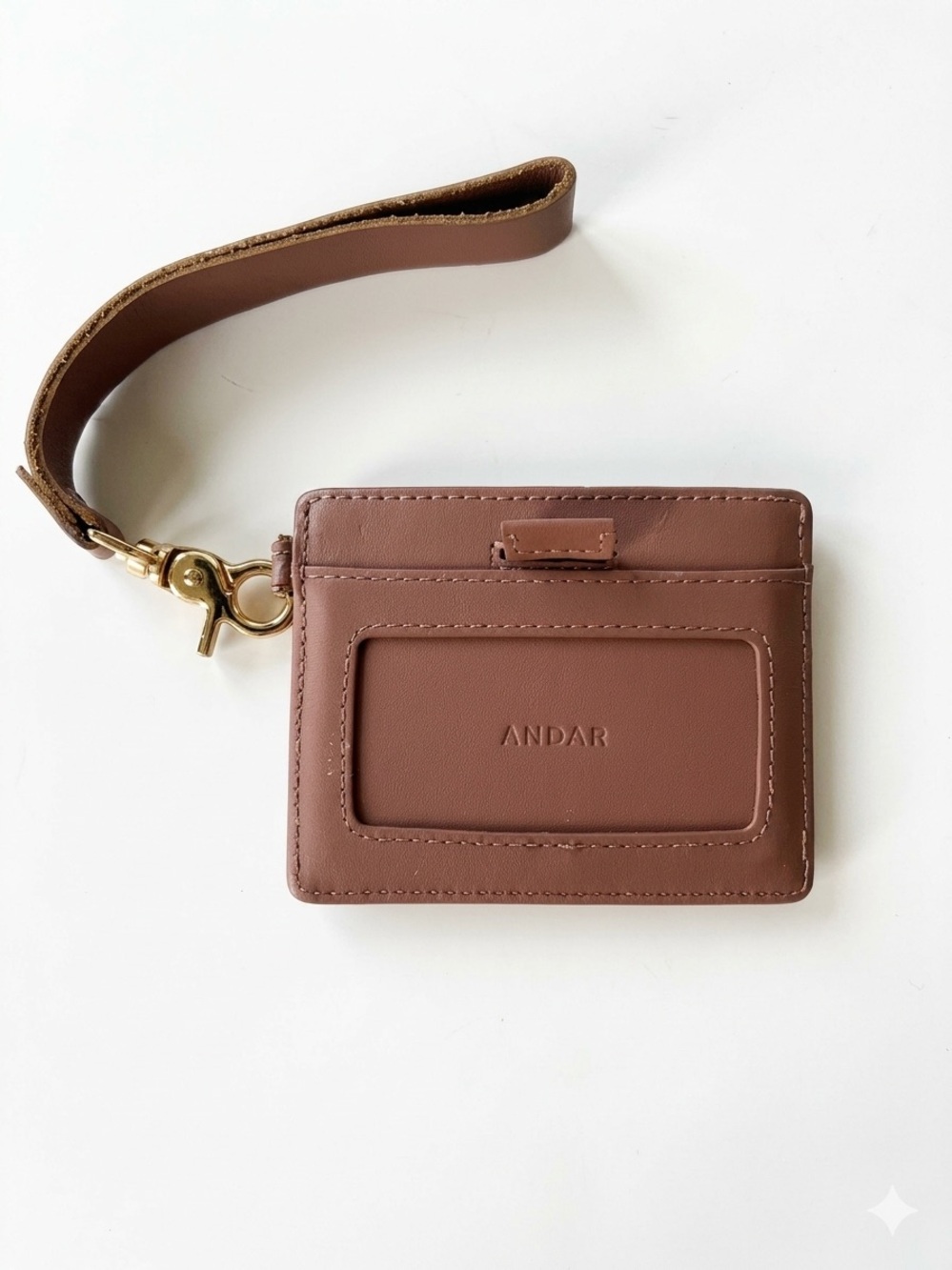 Andar The Denver Keychain Style Slim Leather Wallet Wristlet in Mauve Very Nice